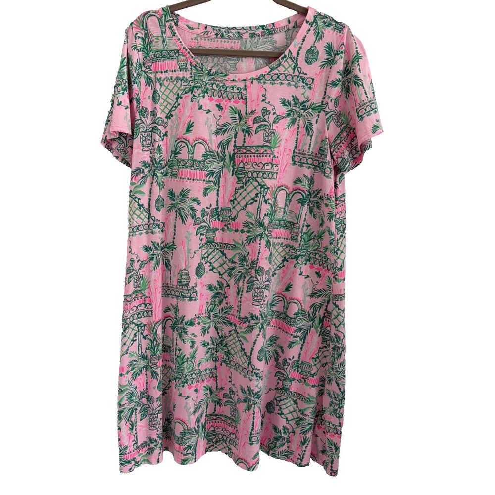 Lilly Pulitzer Dress Womens XL Cody T-Shirt Mandevilla Baby Always Worth It EUC